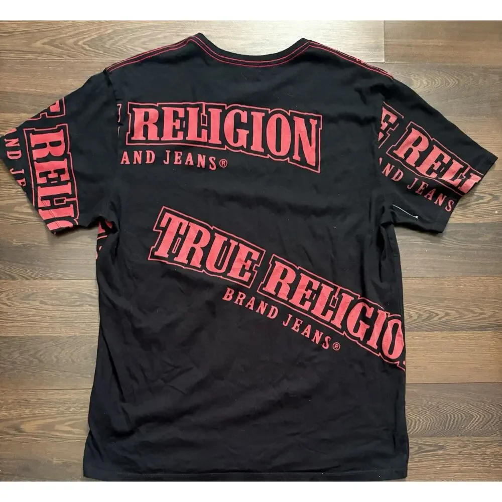 Rare Find True Religion Men's True Verb Scatter Tee T-Shirt in Black Men’s SzXXL